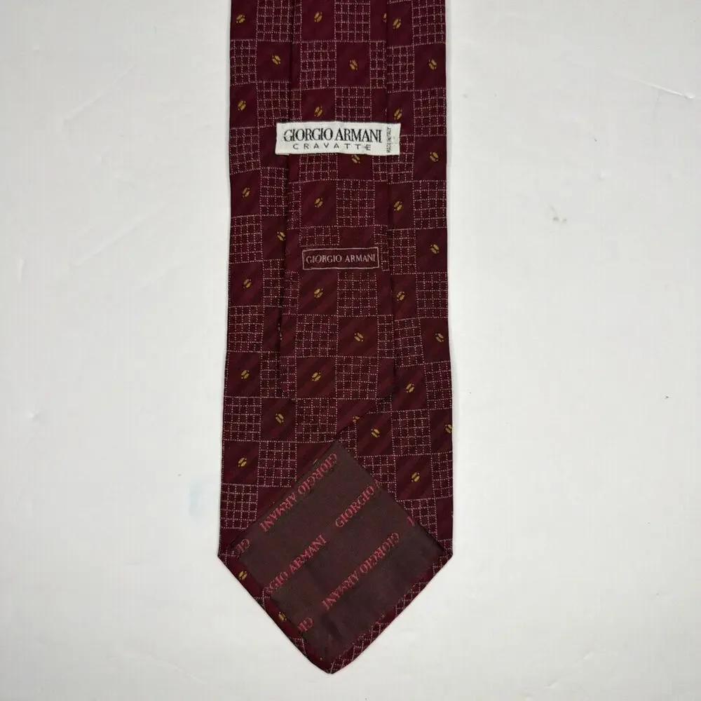 Giorgio Armani Cravatte Silk Tie Maroon Designer Necktie Italy Vintage Y2k Gift